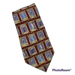 Tommy Bahama Mens Neck Tie Red Hawaiian Hula Girls Aloha Tropical All Silk USA‎